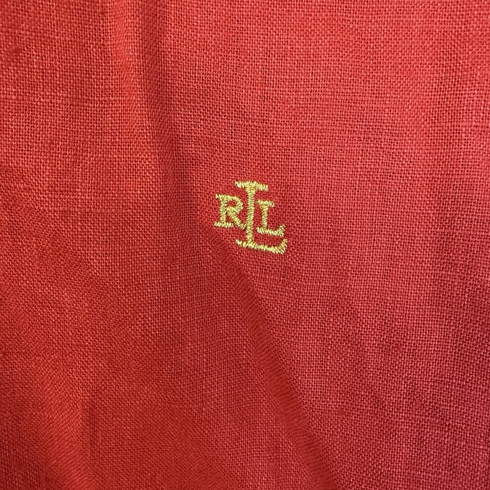 Lauren Ralph Lauren 100% Linen Red Button Down Shirt Women's Long Sleeve Size XL - Picture 4 of 8